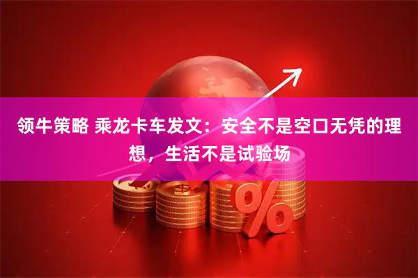 领牛策略 乘龙卡车发文：安全不是空口无凭的理想，生活不是试验场